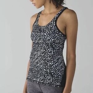 Lululemon Crossback Tank in Net Pop White Black Print Women's Size 10